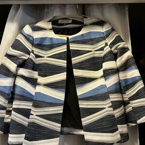 Kasper Women's Blue and Black Striped Jacket